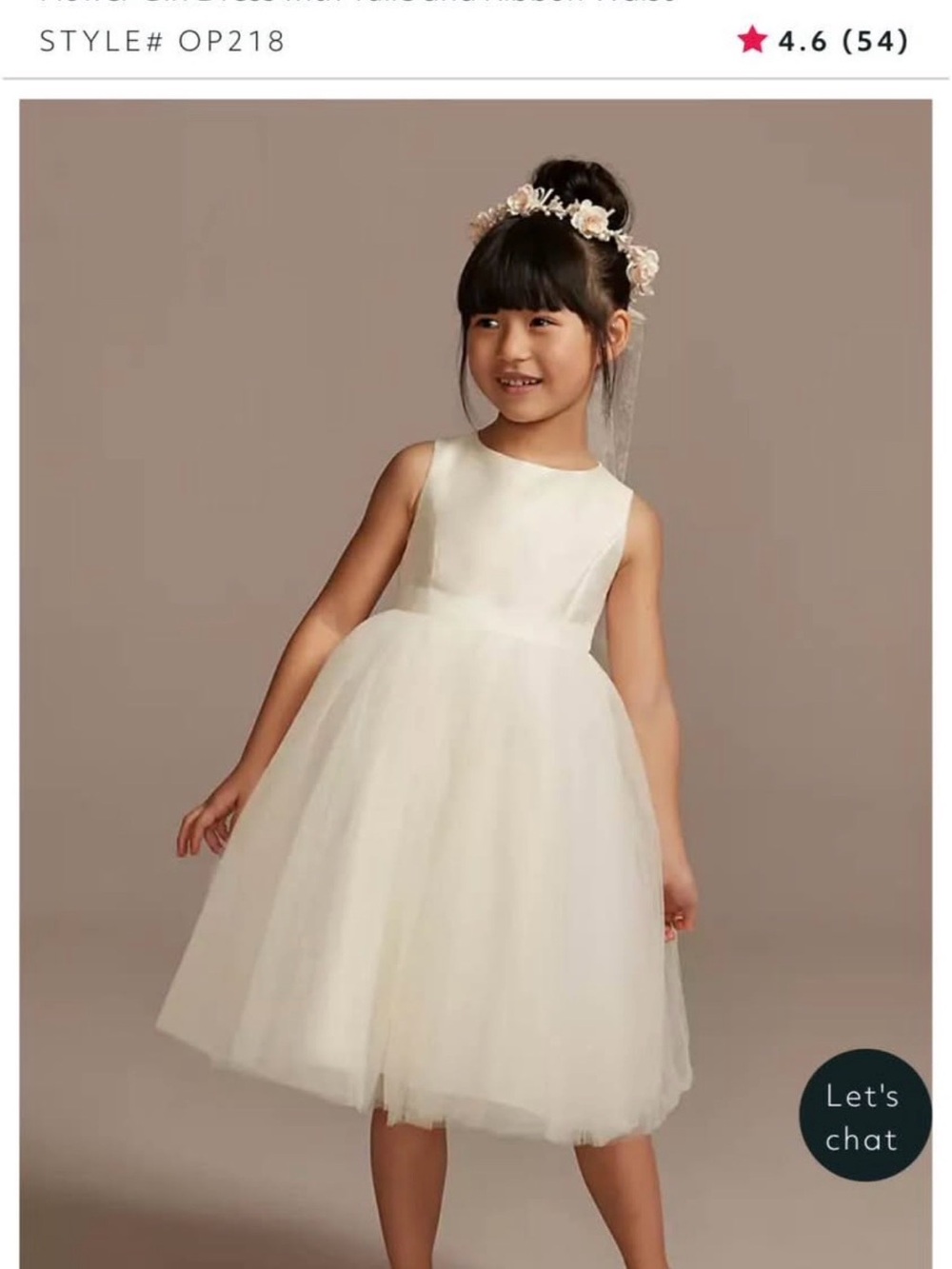 David's Bridal Ivory Satin and Tulle Flower Girl Dress